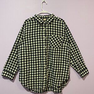 Faded Glory Black Gingham Button-Up
